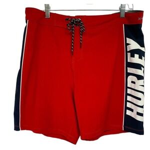 Hurley Phantom Red/Blue Board Shorts Sz 34 (Q32) NW/OTs